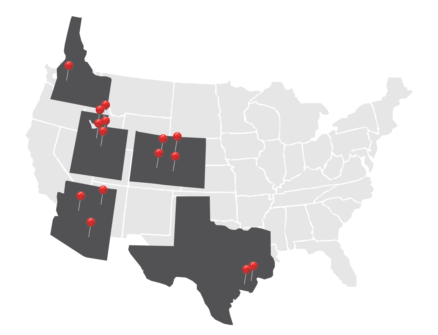 Illustration of US map with Map Pins in it